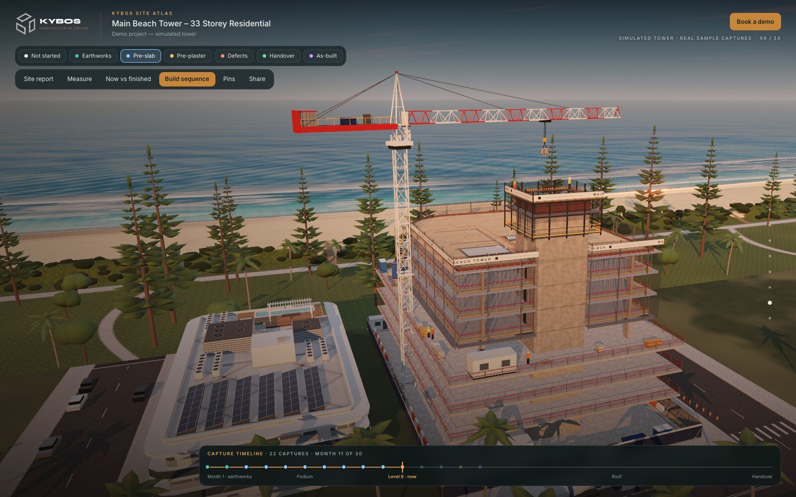 The Site Atlas demo tracking a tower under construction, floor by floor