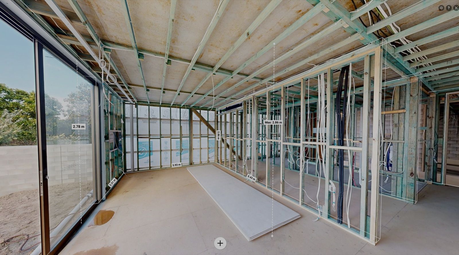 Pre-plaster 3D capture of a framed home